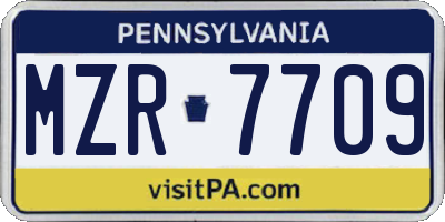 PA license plate MZR7709