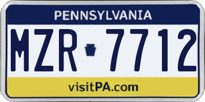 PA license plate MZR7712