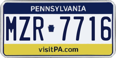 PA license plate MZR7716