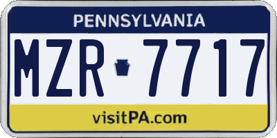 PA license plate MZR7717