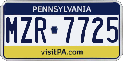 PA license plate MZR7725