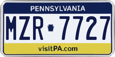 PA license plate MZR7727