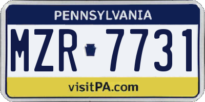 PA license plate MZR7731