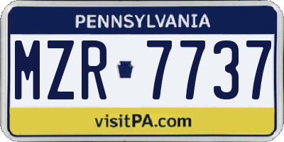 PA license plate MZR7737