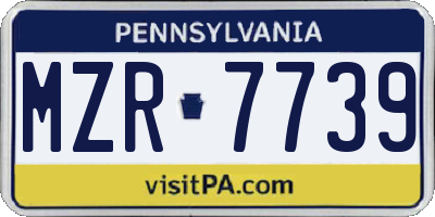PA license plate MZR7739