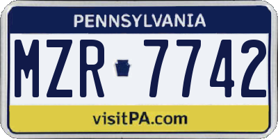 PA license plate MZR7742