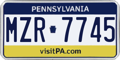 PA license plate MZR7745