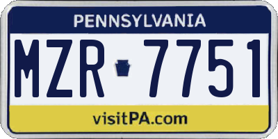PA license plate MZR7751
