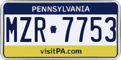 PA license plate MZR7753
