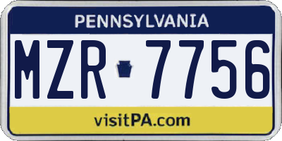 PA license plate MZR7756