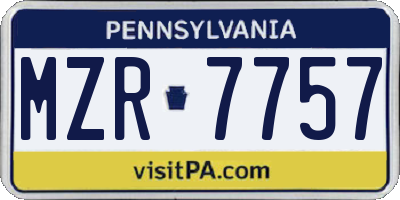 PA license plate MZR7757