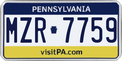PA license plate MZR7759