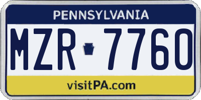 PA license plate MZR7760