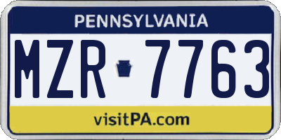 PA license plate MZR7763