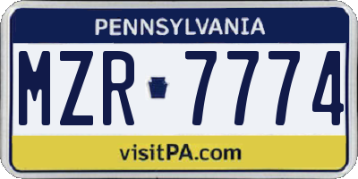 PA license plate MZR7774