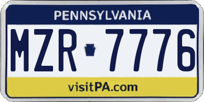 PA license plate MZR7776