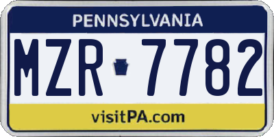 PA license plate MZR7782