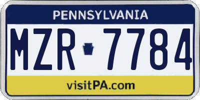 PA license plate MZR7784