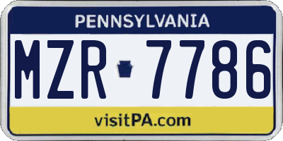 PA license plate MZR7786