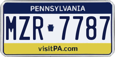 PA license plate MZR7787