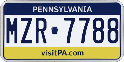 PA license plate MZR7788