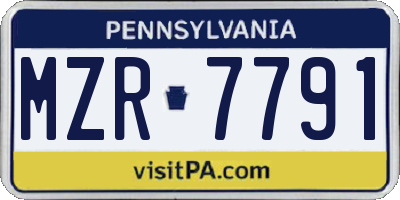 PA license plate MZR7791