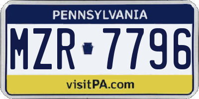 PA license plate MZR7796