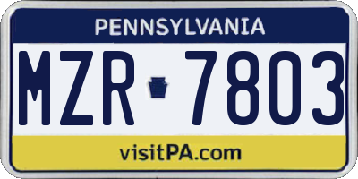 PA license plate MZR7803