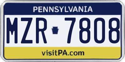 PA license plate MZR7808