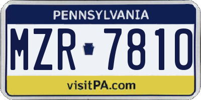 PA license plate MZR7810