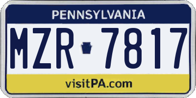 PA license plate MZR7817
