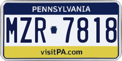 PA license plate MZR7818