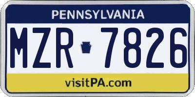 PA license plate MZR7826