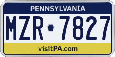 PA license plate MZR7827