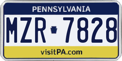 PA license plate MZR7828