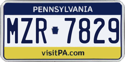 PA license plate MZR7829