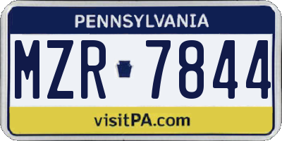 PA license plate MZR7844