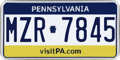 PA license plate MZR7845