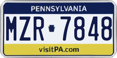 PA license plate MZR7848
