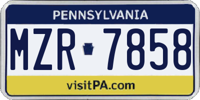 PA license plate MZR7858