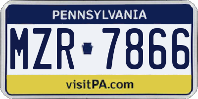 PA license plate MZR7866