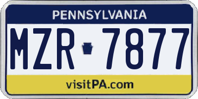 PA license plate MZR7877