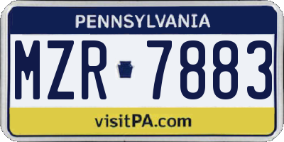 PA license plate MZR7883