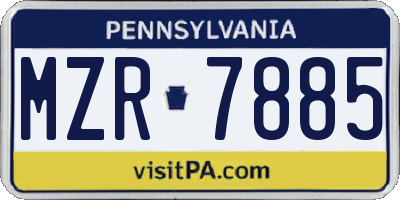 PA license plate MZR7885