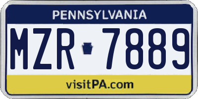 PA license plate MZR7889