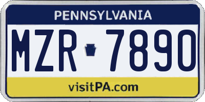 PA license plate MZR7890