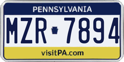 PA license plate MZR7894