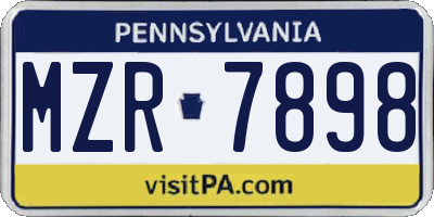 PA license plate MZR7898