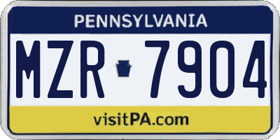 PA license plate MZR7904