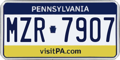 PA license plate MZR7907